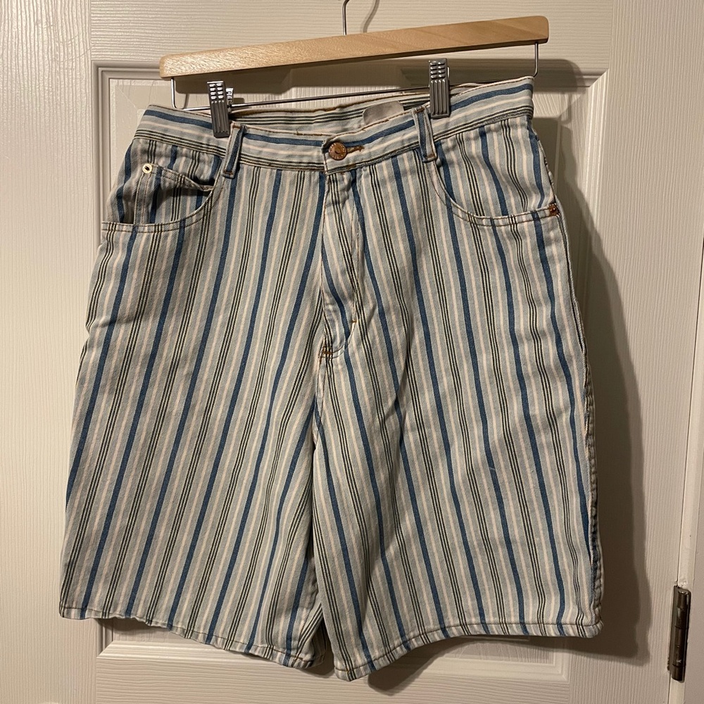 VTG 90s Backroad Blues striped denim shorts sz 12